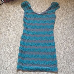 Blue and Gray Lace Dress